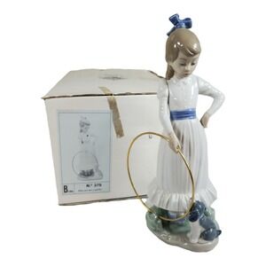 1989 NAO by Lladro Porcelain Figurine "Nina con aro y perrito"‎ No. 379 dog